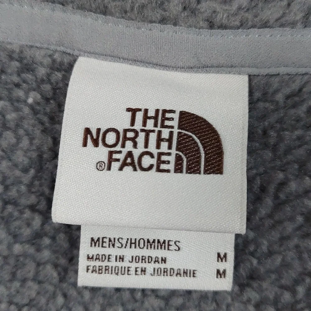 The North Face Vest Mens Medium Gray Fleece Full Zip Bally's Dover Logo